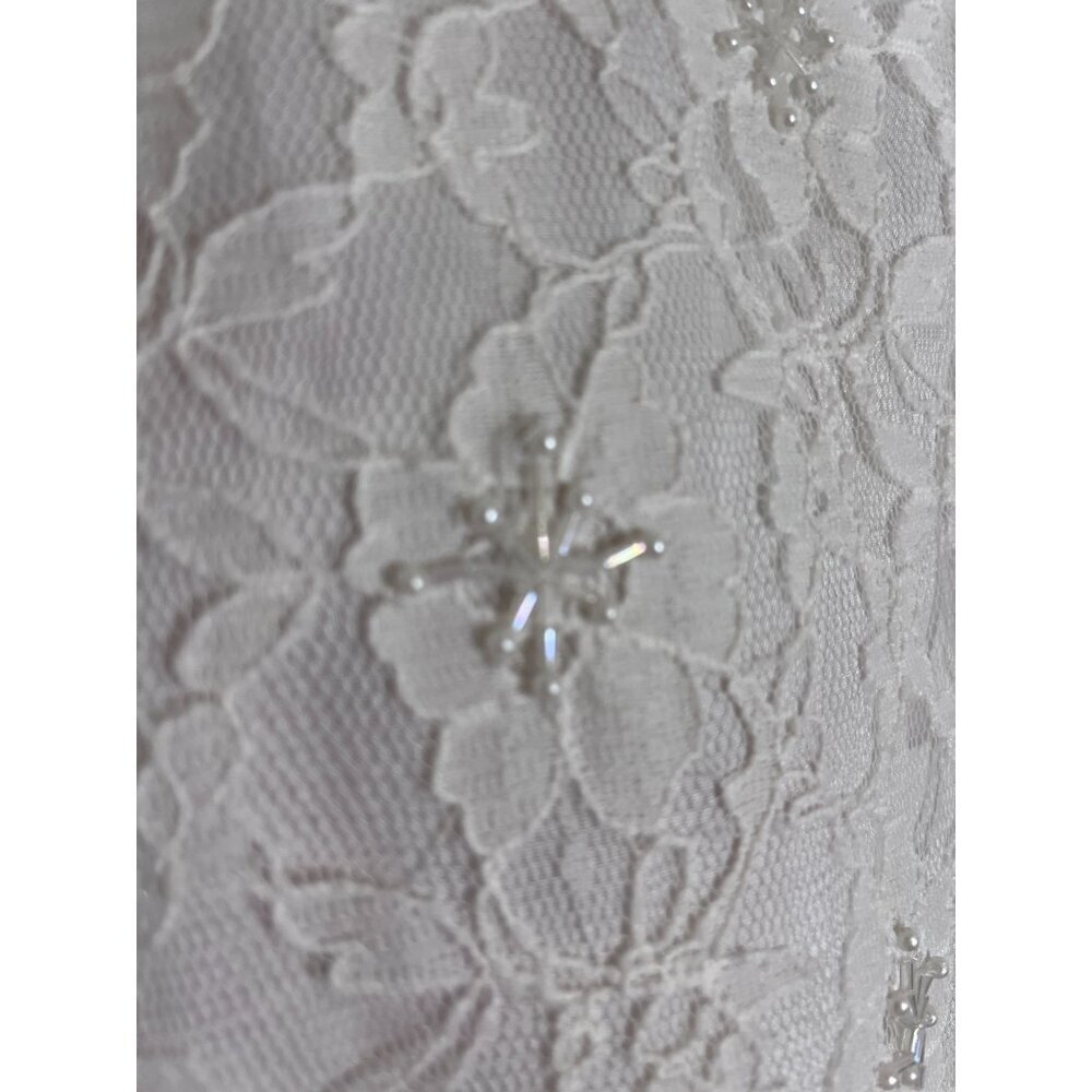 Retro Beaded Floral Top M White Glam Lace Bridal Retro Classic Chic Preppy Boho - Picture 9 of 15